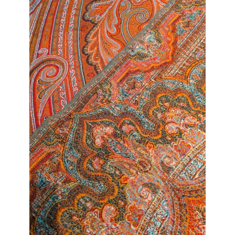 Victorian Paisley Woven Antique Scarf Kashmir Piano Table Craft 126x64 AS IS